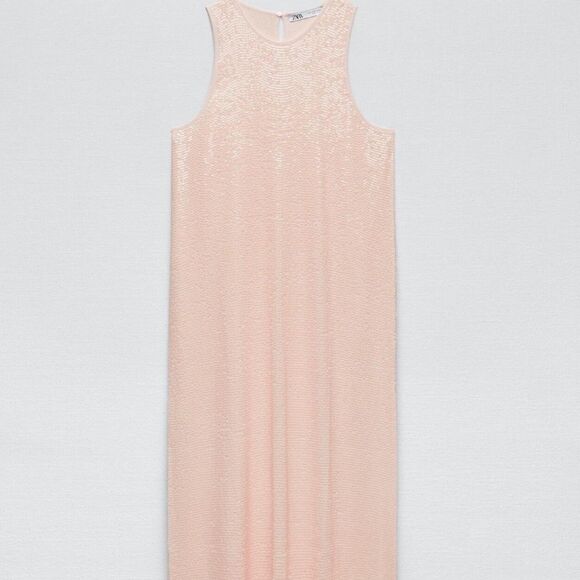 Zara Dresses & Skirts - ZARA Pink Sequin Midi Dress